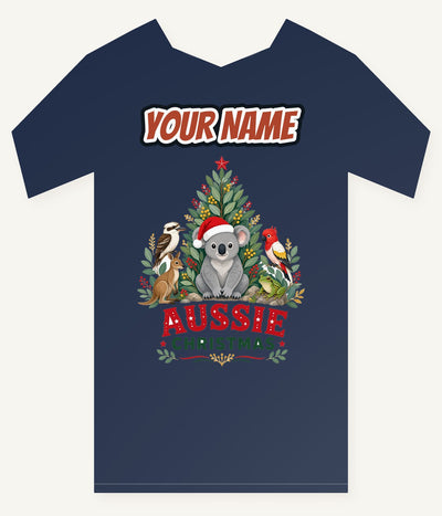 Aussie Animals Christmas Tree Personalised Kids and Baby Christmas Tee