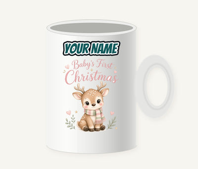 Baby Deer First Christmas Personalised Christmas Mug