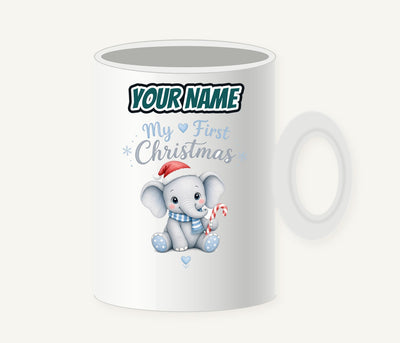 Baby Elephant First Christmas Personalised Christmas Mug