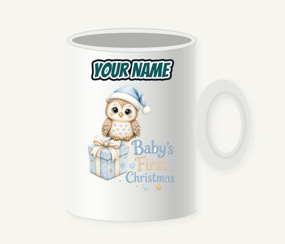Baby Owl First Christmas Personalised Christmas Mug