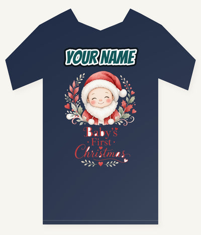 Baby Santa Wreath Personalised Kids Tee and Baby Bodysuit