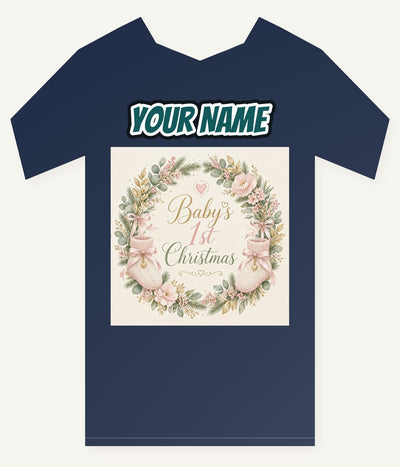 Baby's First Christmas Wreath Personalised Kids Tee and Baby Bodysuit