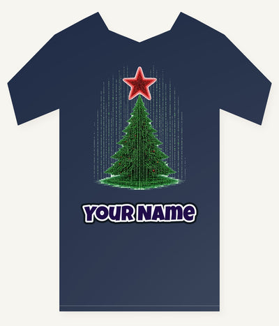 Binary Code Christmas Tree Personalised Kids and Baby Christmas Tee