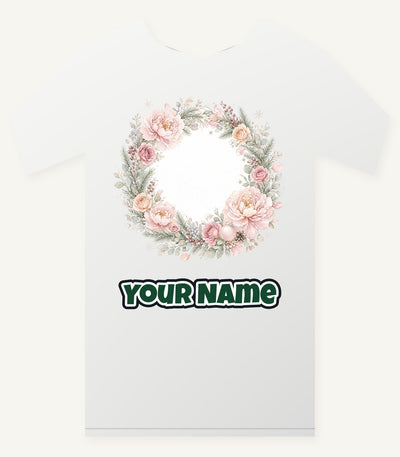 Blush Floral Christmas Wreath Personalised Christmas T-Shirt and Hoodie