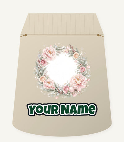 Blush Floral Christmas Wreath Personalised Santa Sack