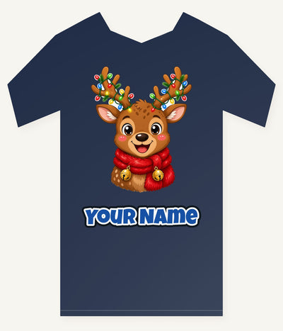 Cheeky Reindeer Fairy Lights Personalised Kids and Baby Christmas Tee