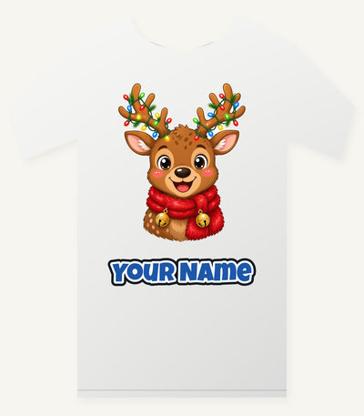 Cheeky Reindeer Fairy Lights Personalised Christmas T-Shirt and Hoodie