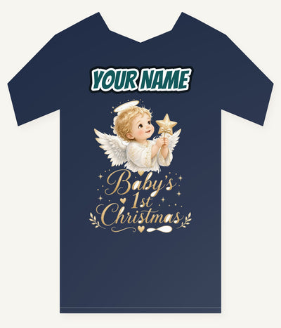 Christmas Angel Baby Personalised Kids Tee and Baby Bodysuit