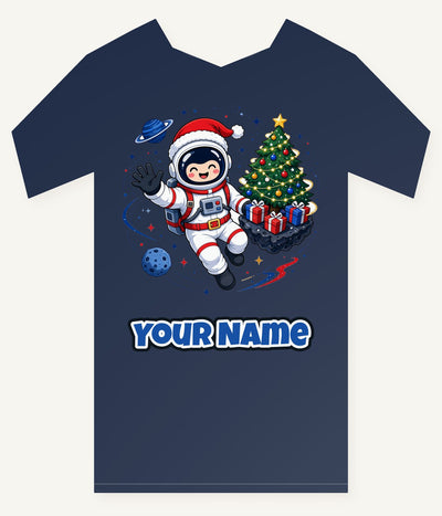 Christmas Astronaut in Space Personalised Kids and Baby Christmas Tee