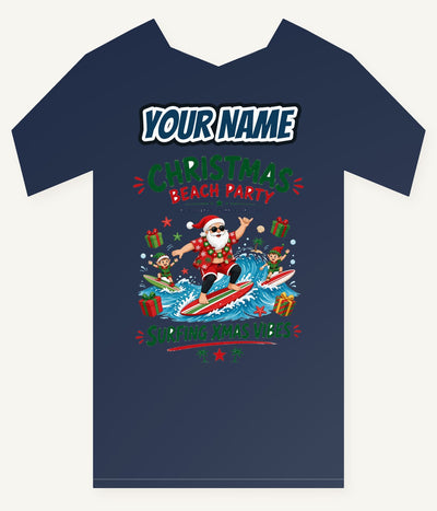 Christmas Beach Party Personalised Kids and Baby Christmas Tee