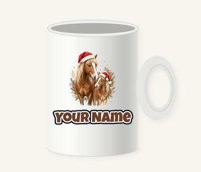 Christmas Mare And Foal Personalised Christmas Mug