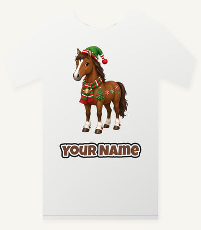 Christmas Pony in Scarf Personalised Christmas T-Shirt and Hoodie