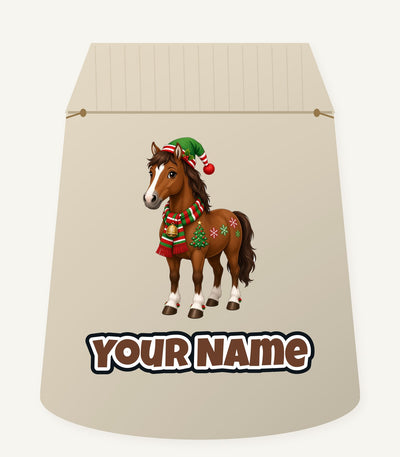 Christmas Pony in Scarf Personalised Santa Sack