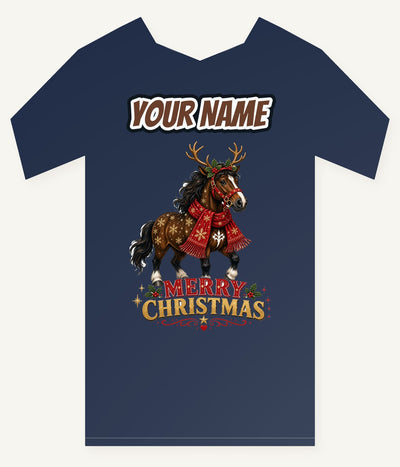 Christmas Reindeer Pony Personalised Kids and Baby Christmas Tee