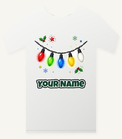 Colourful Christmas Light String Personalised Christmas T-Shirt and Hoodie