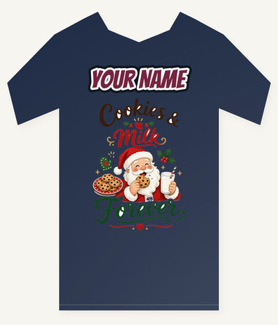 Cookies and Milk Santa Personalised Kids and Baby Christmas Tee