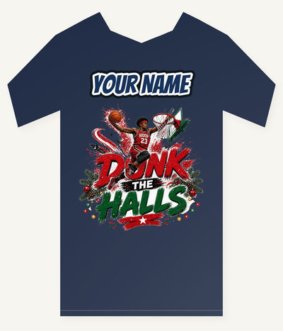 Dunk The Halls Basketball Personalised Kids Tee and Baby Bodysuit