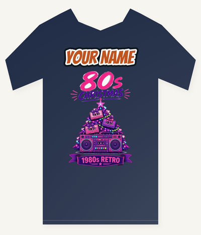 Eighties Boombox Christmas Tree Personalised Kids and Baby Christmas Tee
