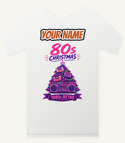 Eighties Boombox Christmas Tree Personalised Christmas T-Shirt and Hoodie