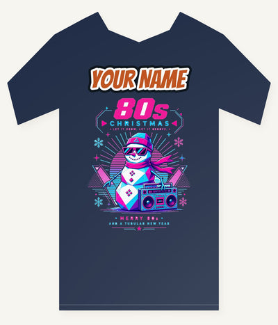 Eighties Boombox Snowman Personalised Kids Tee and Baby Bodysuit