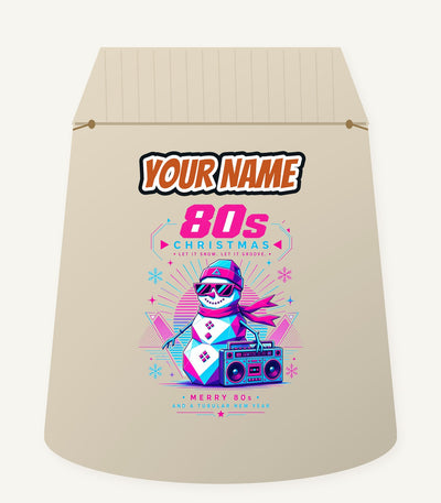 Eighties Boombox Snowman Personalised Santa Sack