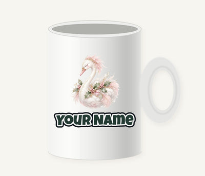Elegant Christmas Swan Personalised Christmas Mug