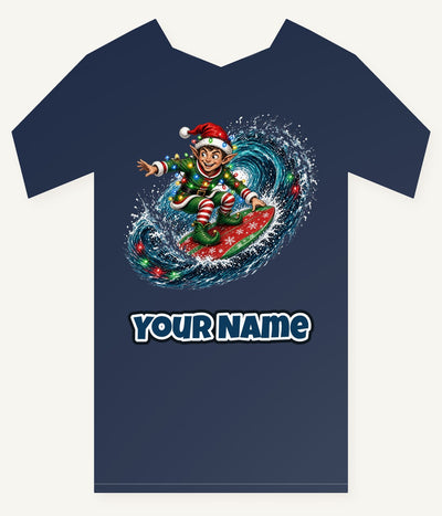 Elf Surfing the Lights Personalised Kids Tee and Baby Bodysuit