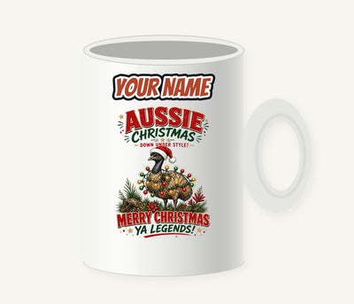 Emu in Christmas Lights Personalised Christmas Mug