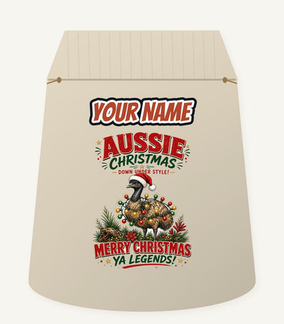 Emu in Christmas Lights Personalised Santa Sack