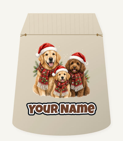 Festive Dogs In Scarves Personalised Santa Sack