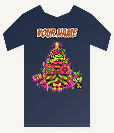 Fluoro Nineties Boombox Tree Personalised Kids Tee and Baby Bodysuit