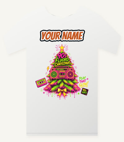 Fluoro Nineties Boombox Tree Personalised Christmas T-Shirt and Hoodie