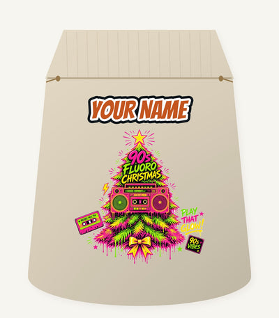 Fluoro Nineties Boombox Tree Personalised Santa Sack