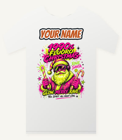 Fluoro Rave Santa Personalised Christmas T-Shirt and Hoodie