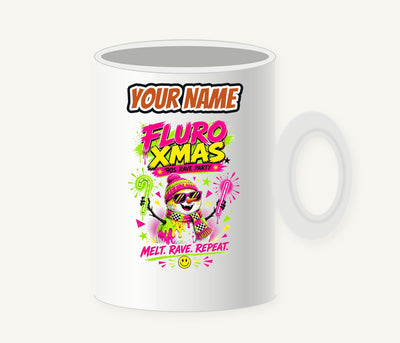 Fluro Rave Snowman Personalised Christmas Mug