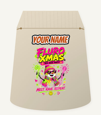 Fluro Rave Snowman Personalised Santa Sack