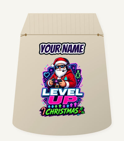 Gaming Santa Level Up Personalised Santa Sack