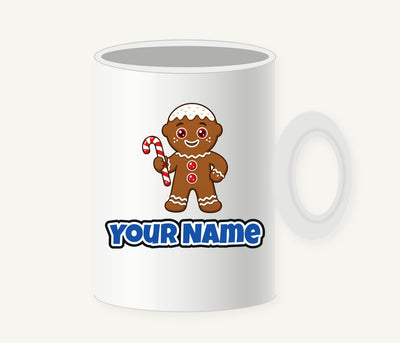 Gingerbread Man Candy Cane Personalised Christmas Mug