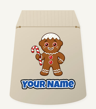 Gingerbread Man Candy Cane Personalised Santa Sack
