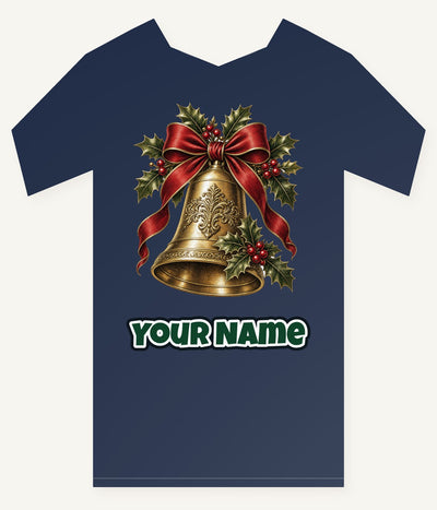 Golden Bell and Holly Personalised Kids Tee and Baby Bodysuit