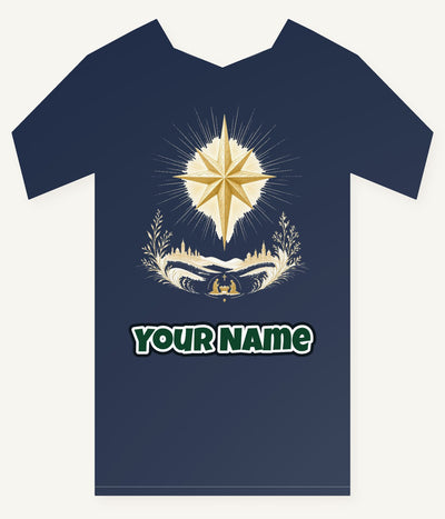 Golden Nativity Star Personalised Kids Tee and Baby Bodysuit