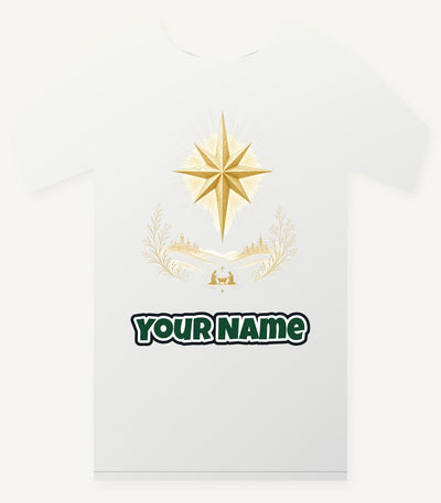 Golden Nativity Star Personalised Christmas T-Shirt and Hoodie
