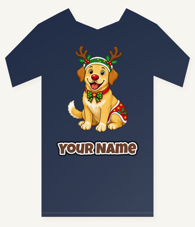 Golden Retriever Reindeer Dog Personalised Kids and Baby Christmas Tee