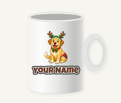 Golden Retriever Reindeer Dog Personalised Christmas Mug