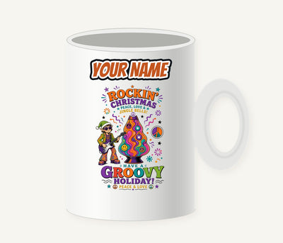 Groovy Rocking Christmas Elf Personalised Christmas Mug
