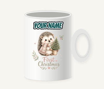 Hedgehog First Christmas Tree Personalised Christmas Mug