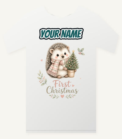 Hedgehog First Christmas Tree Personalised Christmas T-Shirt and Hoodie