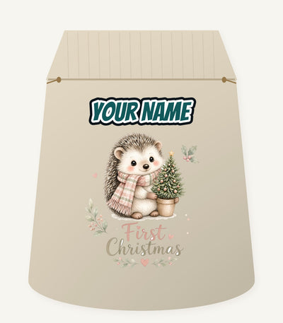 Hedgehog First Christmas Tree Personalised Santa Sack