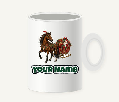 Horse Drawn Santa Sleigh Personalised Christmas Mug