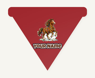 Horse Tangled in Lights Personalised Christmas Dog Bandana